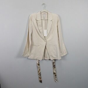 Joie Linen Rayon Blazer Cream Single Button Belted Women's M Office Beach Boho